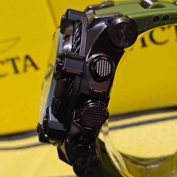 Invicta Bolt Zeus Chronograph Watch – Gunmetal & Green Strap – 52mm 200M WR - Picture 3 of 8